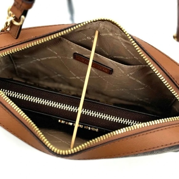 Michael Kors Large EW Zip Chain Xbody Crossbody Bag & Continental Wallet Brown - Picture 9 of 13